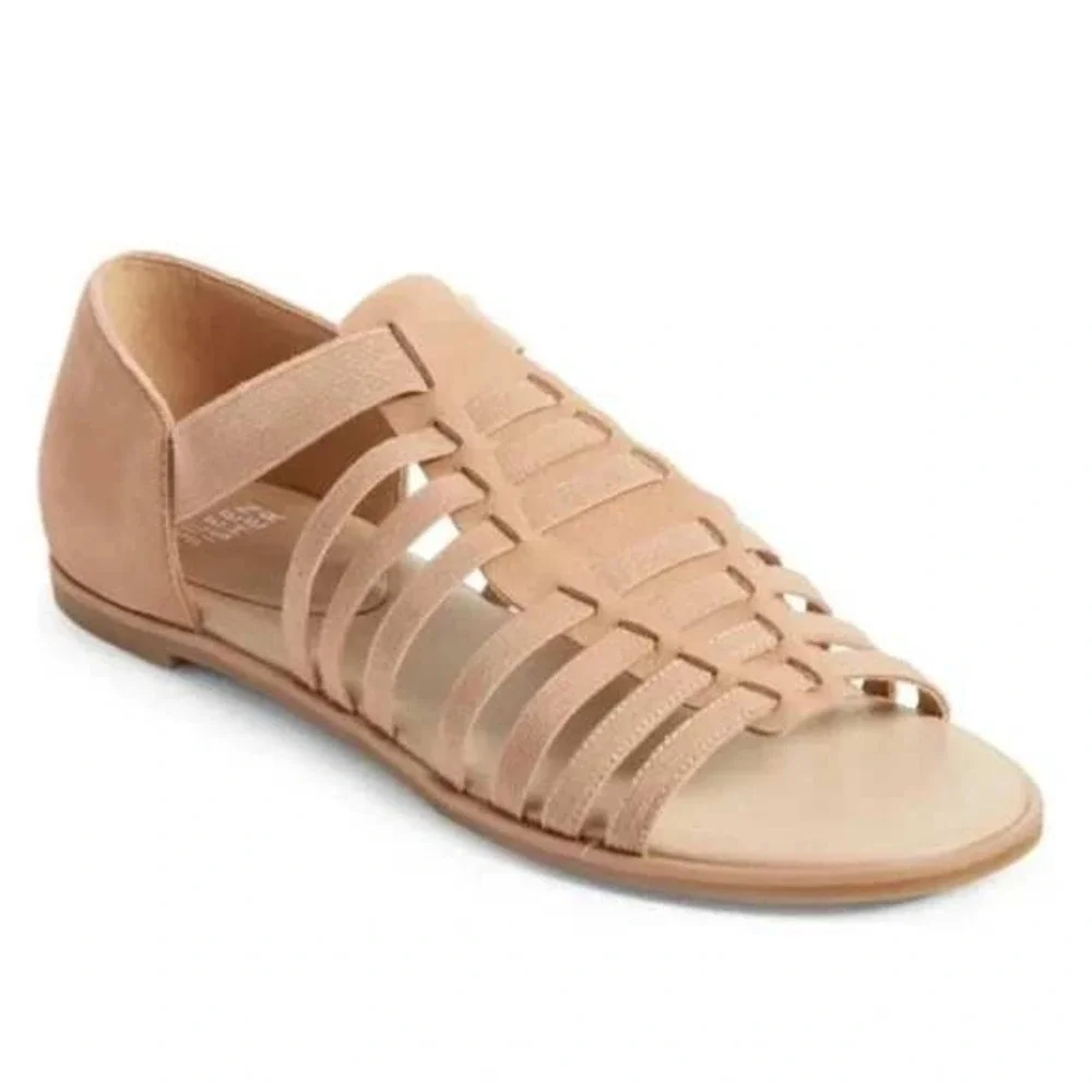 Eileen Fisher Rato Nubuck Leather Stretch‎ Slip-On Fisherman Sandals Women's 7